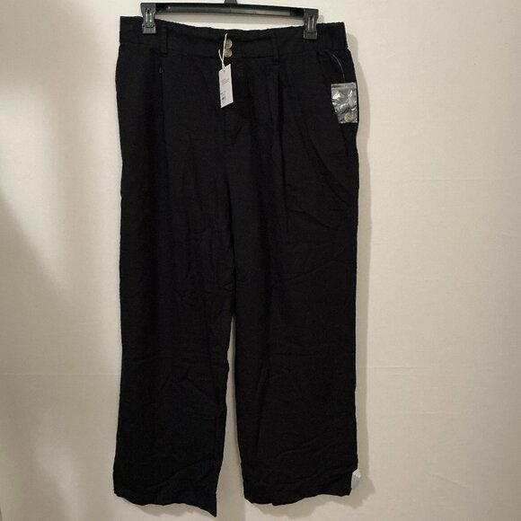 LC Lauren Conrad Womens Plus Size 14W Black High Rise Pleated Front Pants NEW - Picture 1 of 4